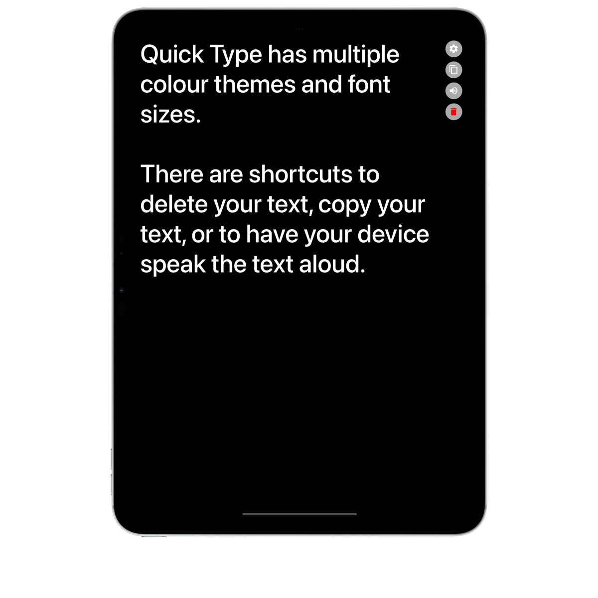 Quick Type app screens