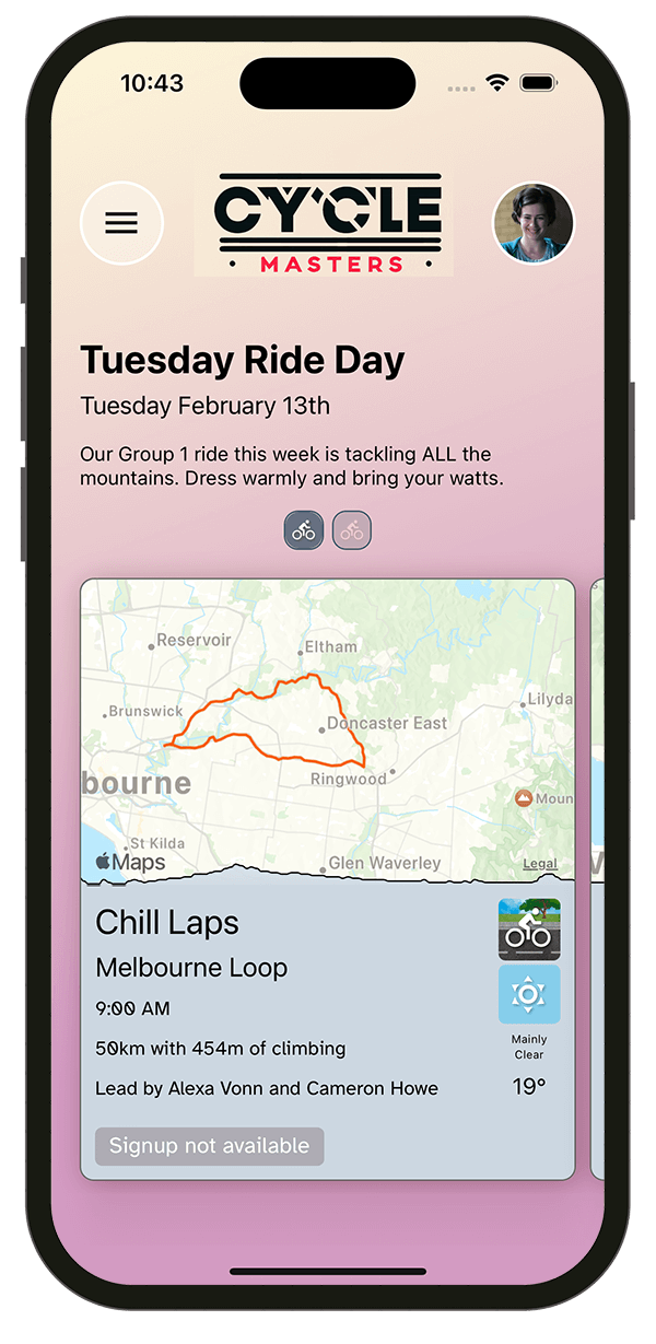 Rally app screens
